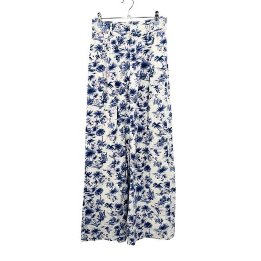 Abercrombie & Fitch Linen Blend Wide Leg Pant Palm Tree Print